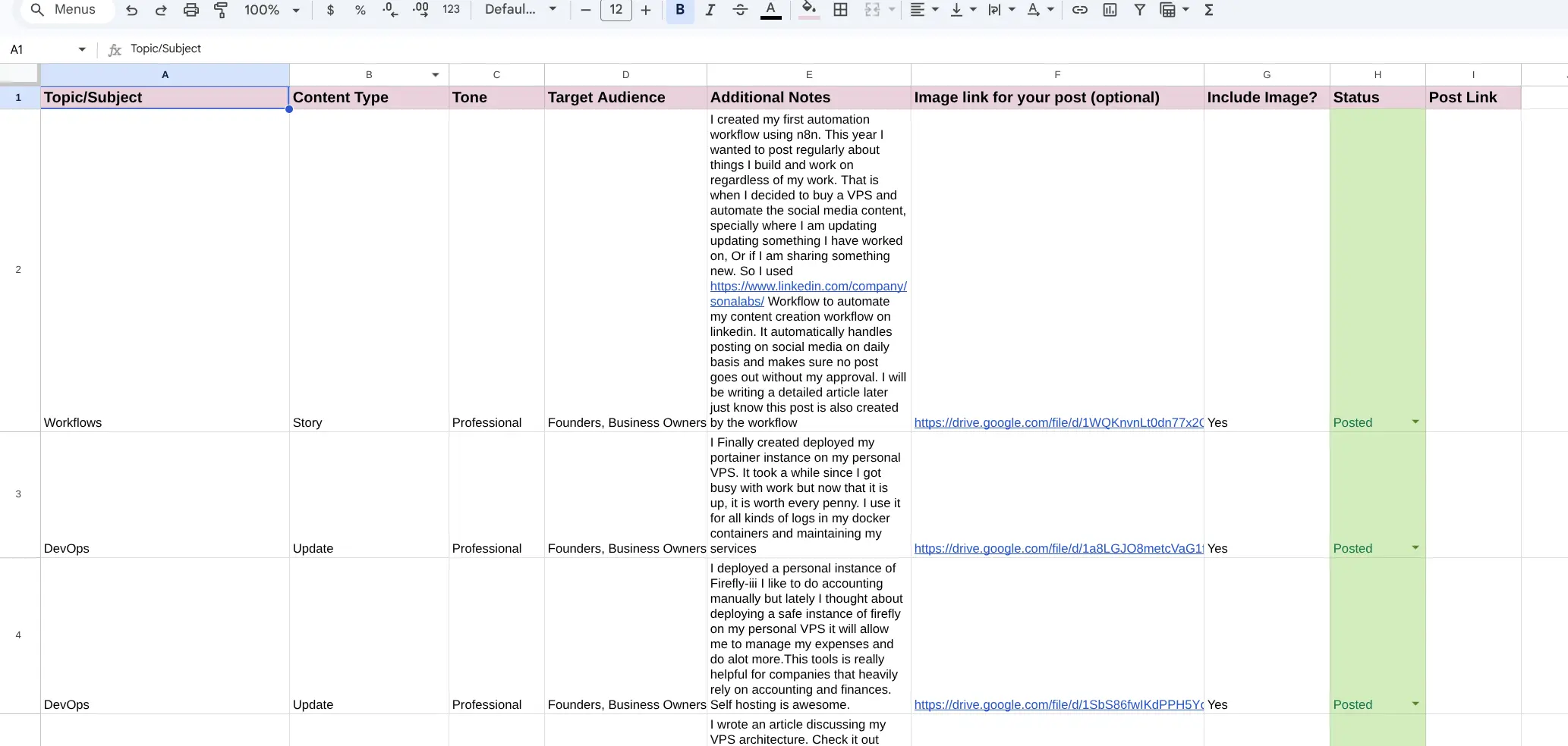 Sample Google Sheet Sample Google Sheet